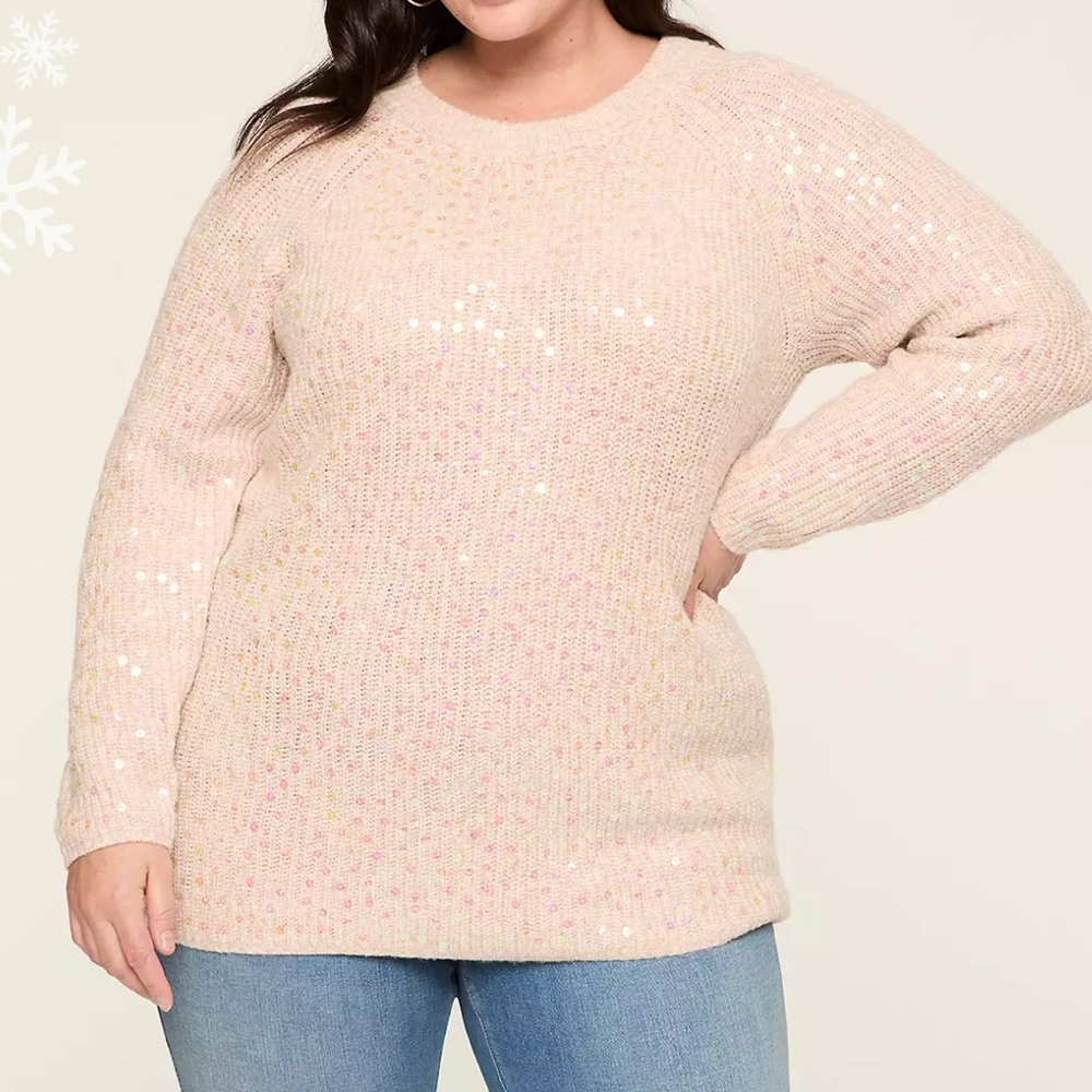 Lane Bryant Sequin Crew Neck Sweater